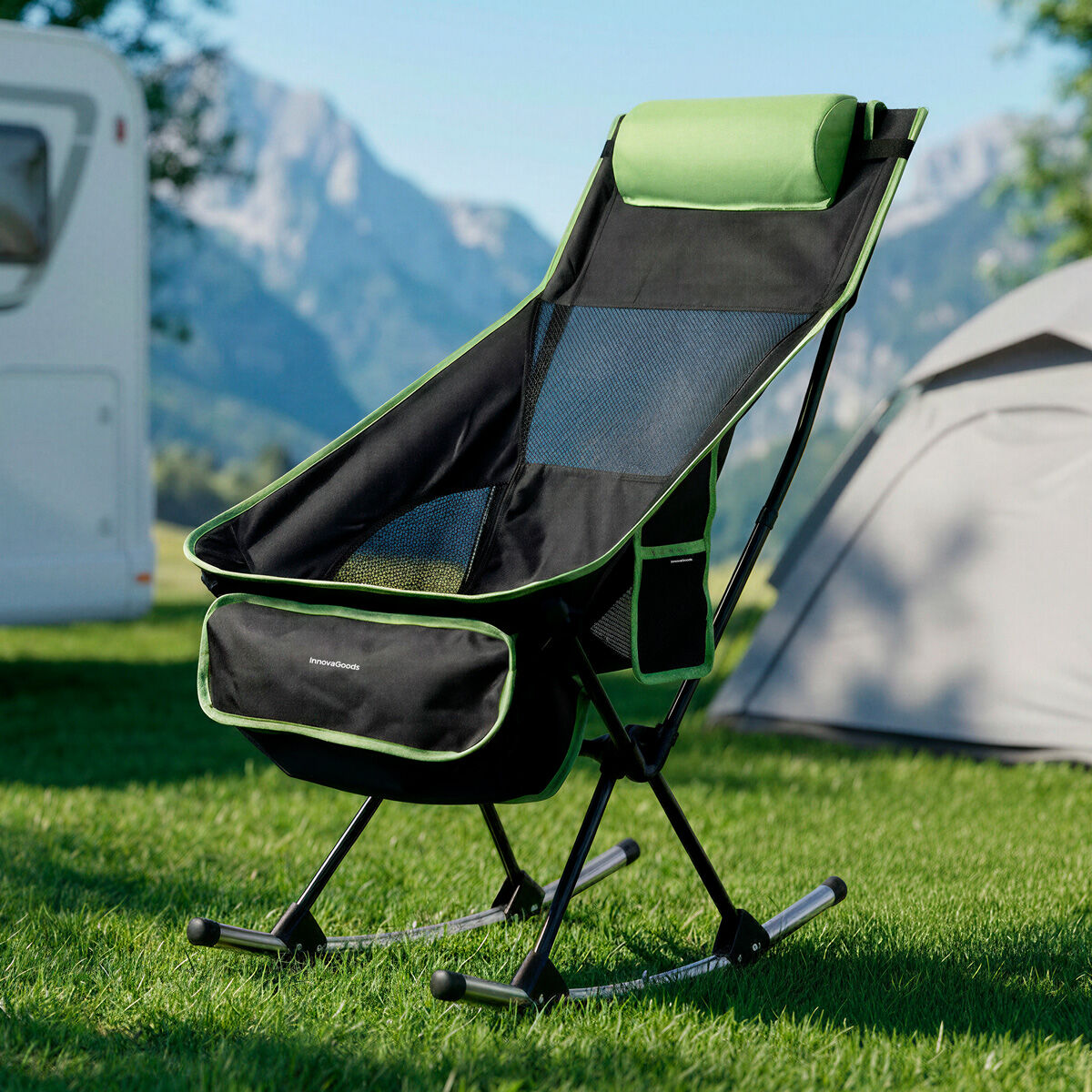 2-i-1 sammenklappelig campinggyngestol med lomme, pude og bæretaske Trillow InnovaGoods